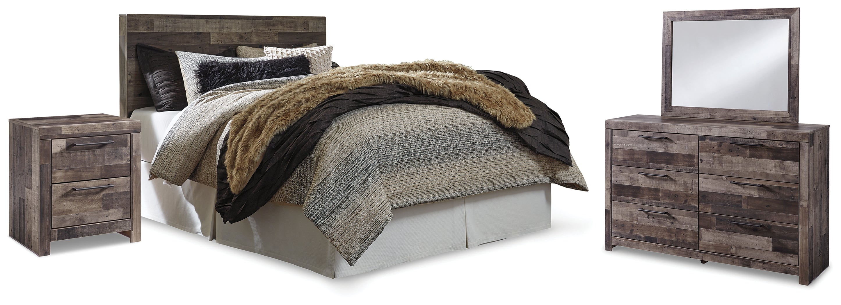 Homestyle Furniture - Ashley Furniture - Derekson Queen Panel Headboard, Dresser, Mirror and Nightstand - Queen Panel Headboard, Dresser, Mirror and Nightstand - B200B45