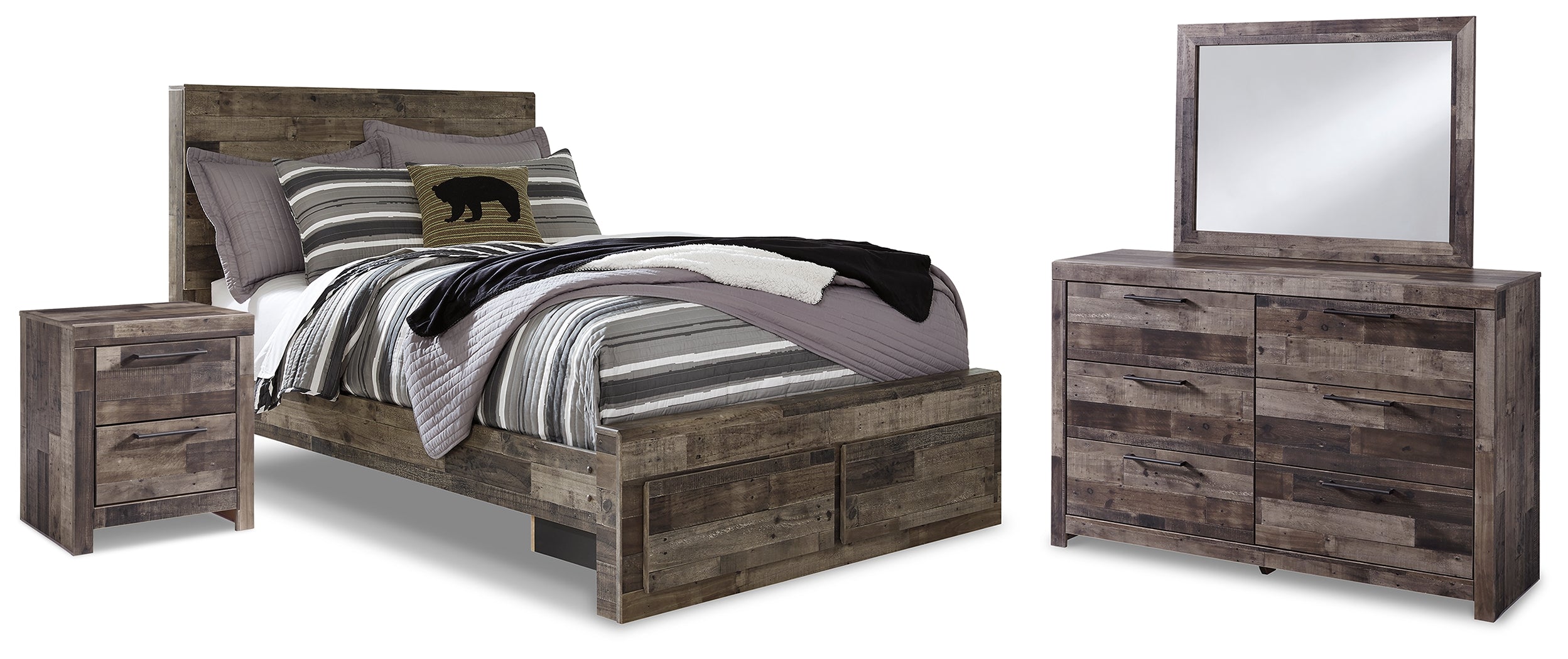 Homestyle Furniture - Ashley Furniture - Derekson Full Panel Storage Bed, Dresser, Mirror and Nightstand - Full Panel Storage Bed, Dresser, Mirror and Nightstand - B200B79