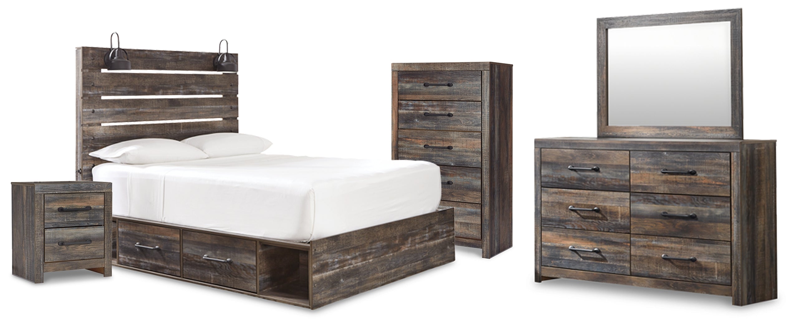 Homestyle Furniture - Ashley Furniture - Drystan Queen Panel Storage Bed, Dresser, Mirror, Chest and Nightstand - Queen Panel Storage Bed, Dresser, Mirror, Chest and Nightstand - B211B109
