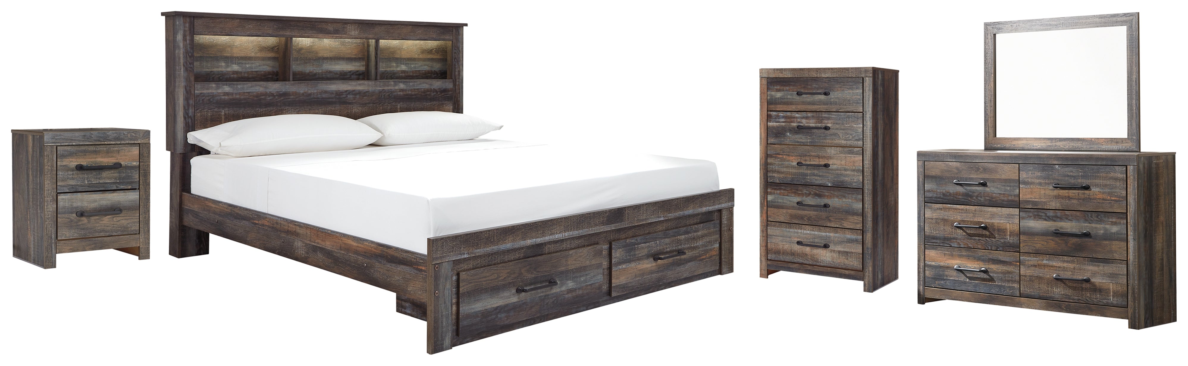 Homestyle Furniture - Ashley Furniture - Drystan King Bookcase Storage Bed, Dresser, Mirror, Chest and Nightstand - King Bookcase Storage Bed, Dresser, Mirror, Chest and Nightstand - B211B22