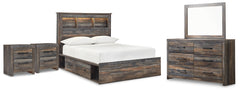 Homestyle Furniture - Ashley Furniture - Drystan Full Bookcase Storage Bed, Dresser, Mirror and 2 Nightstands - Full Bookcase Storage Bed, Dresser, Mirror and 2 Nightstands - B211B98