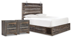 Homestyle Furniture - Ashley Furniture - Drystan Queen Panel Storage Bed and 2 Nightstands - Queen Panel Storage Bed and 2 Nightstands - B211B89