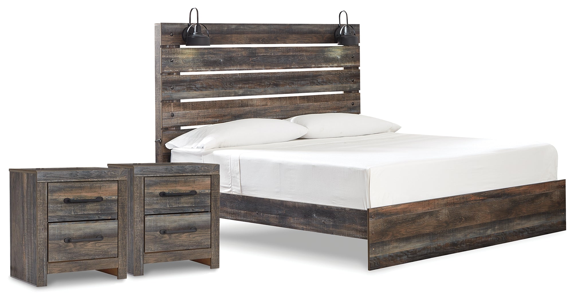 Homestyle Furniture - Ashley Furniture - Drystan King Panel Bed and 2 Nightstands - King Panel Bed and 2 Nightstands - B211B93