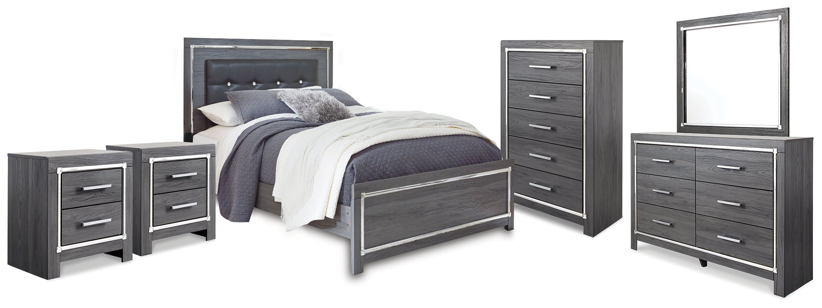 Homestyle Furniture - Ashley Furniture - Lodanna Queen Panel Bed, Dresser, Mirror, Chest and 2 Nightstands - Queen Panel Bed, Dresser, Mirror, Chest and 2 Nightstands - B214B49