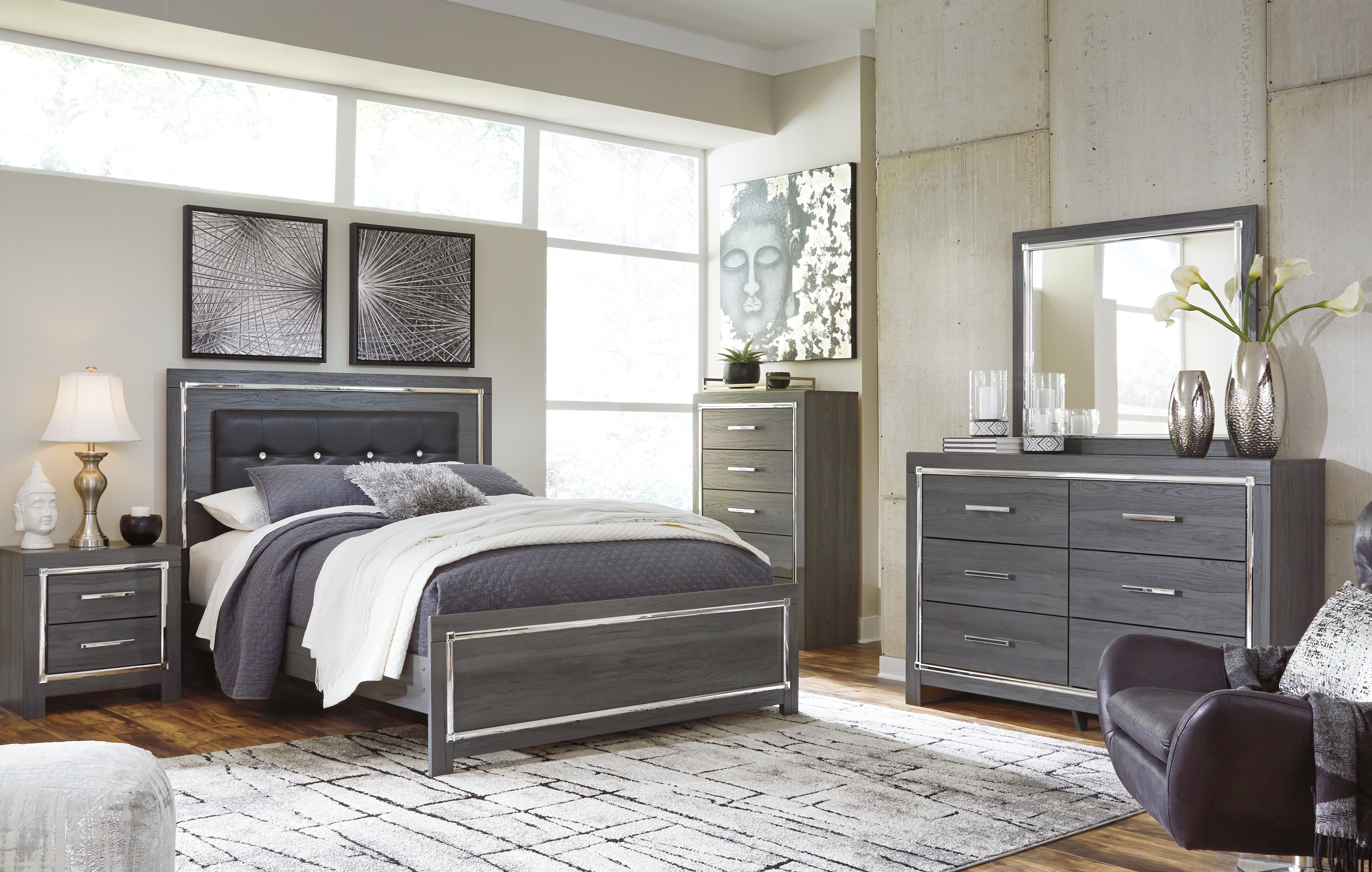 Homestyle Furniture - Ashley Furniture - Lodanna Queen Upholstered Panel Bed, Dresser, Mirror and 2 Nightstands - Queen Upholstered Panel Bed, Dresser, Mirror and 2 Nightstands - B214B36
