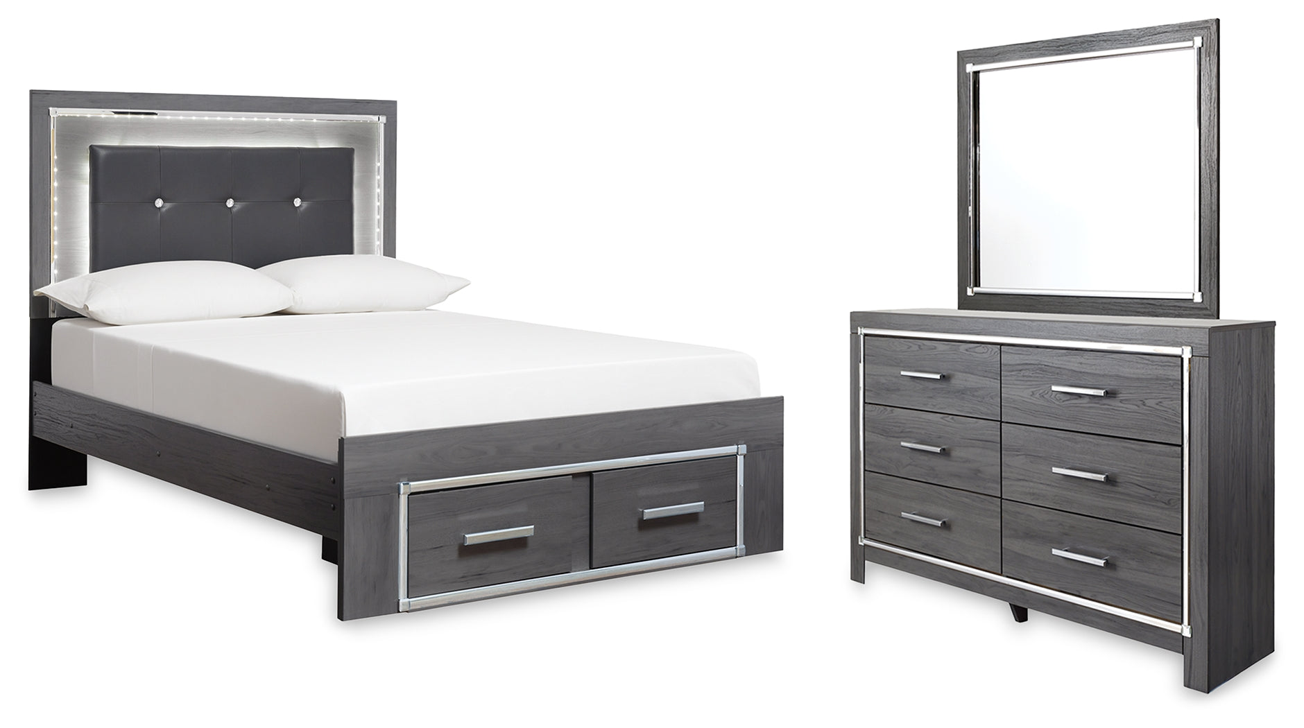 Homestyle Furniture - Ashley Furniture - Lodanna Full Storage Bed, Dresser and Mirror - Full Storage Bed, Dresser and Mirror - B214B9
