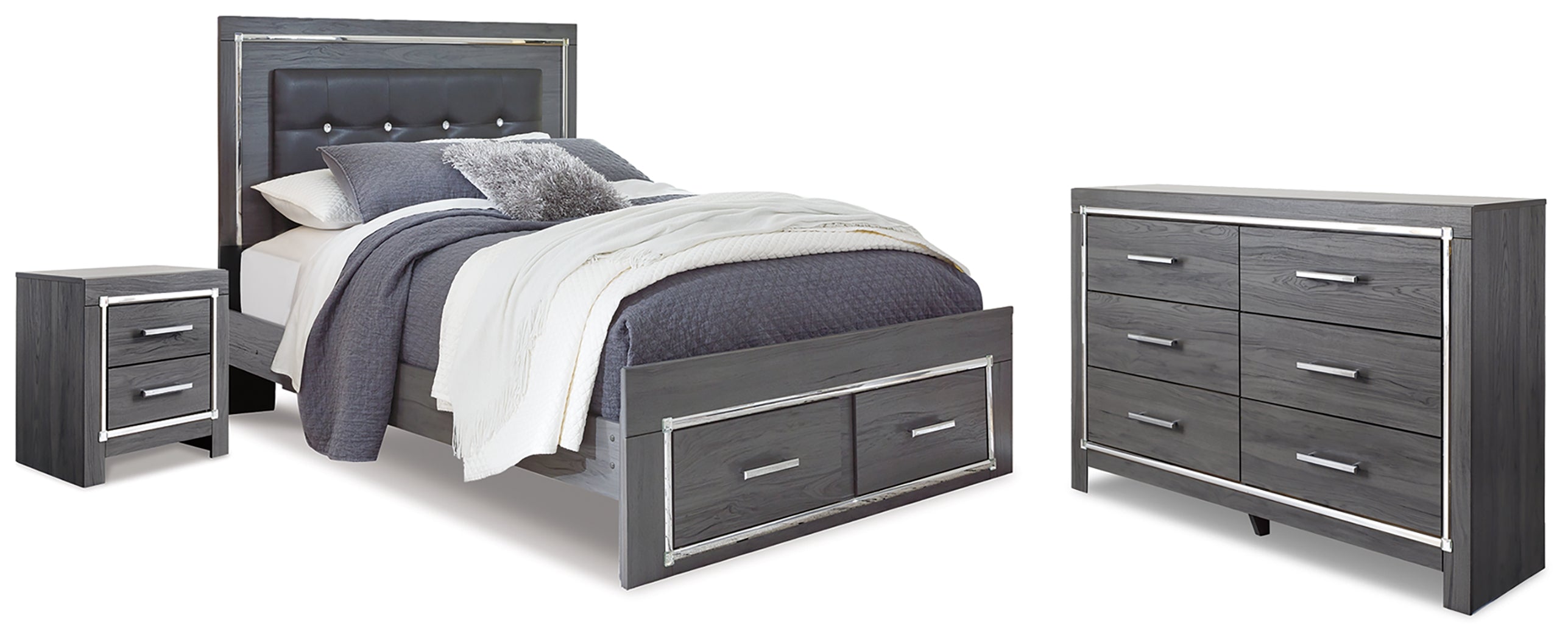 Homestyle Furniture - Ashley Furniture - Lodanna Queen Storage Bed, Dresser and Nightstand - Queen Storage Bed, Dresser and Nightstand - B214B53