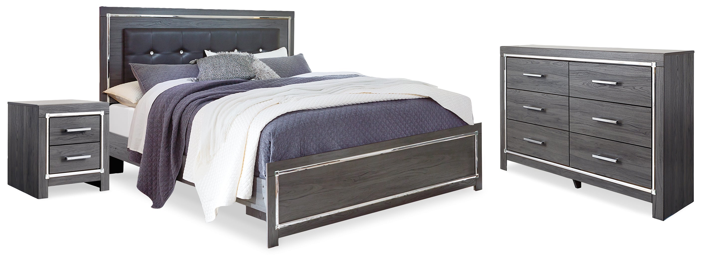 Homestyle Furniture - Ashley Furniture - Lodanna King Upholstered Panel Bed, Dresser and Nightstand - King Upholstered Panel Bed, Dresser and Nightstand - B214B27