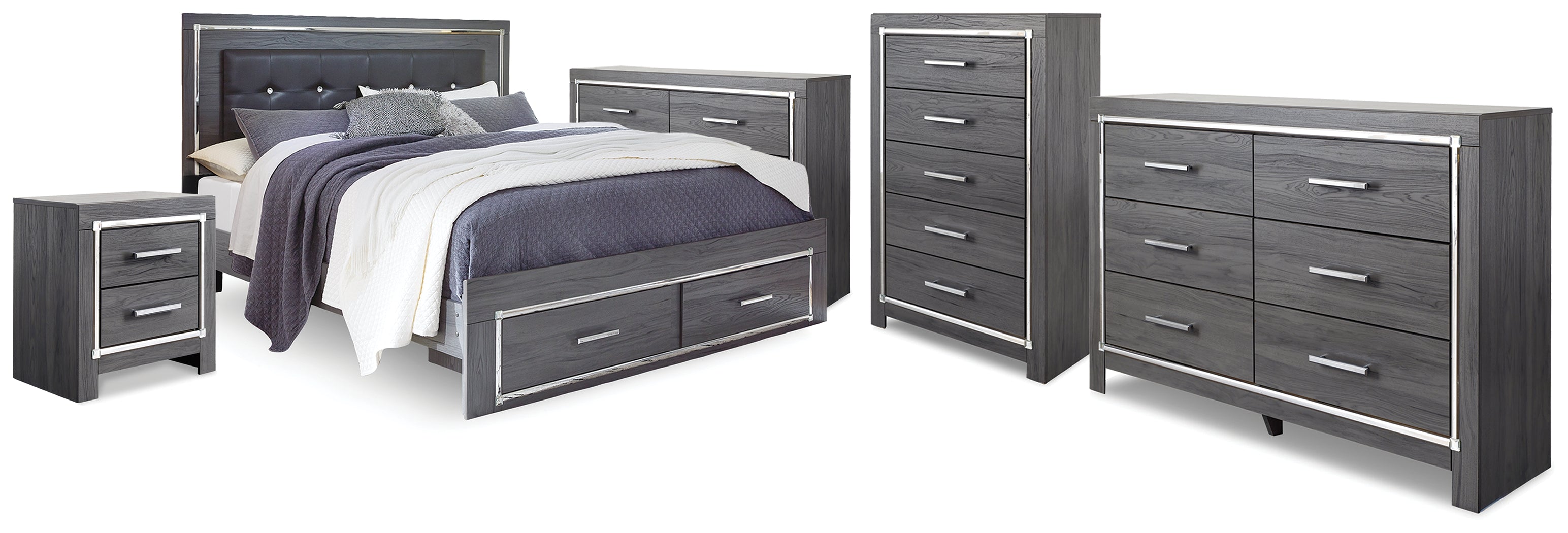 Homestyle Furniture - Ashley Furniture - Lodanna King Storage Bed, 2 Dressers, Cheat and Nightstand - King Storage Bed, 2 Dressers, Cheat and Nightstand - B214B50