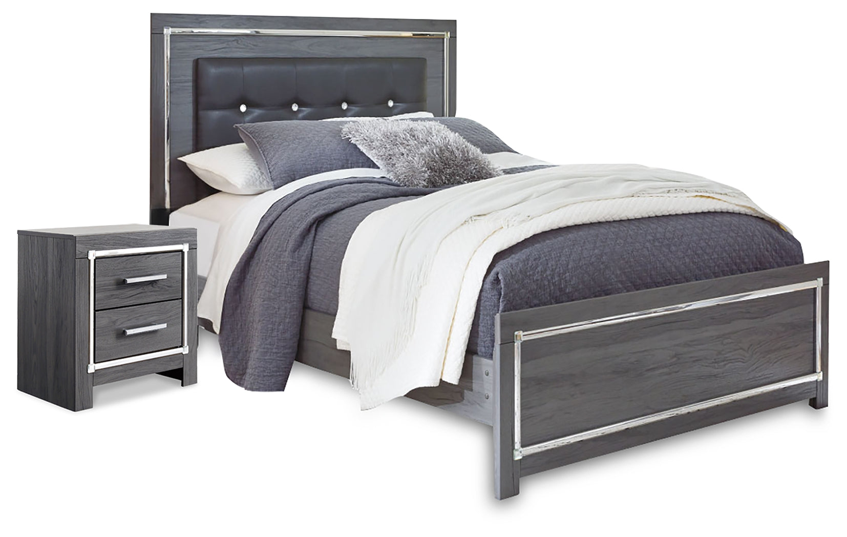 Homestyle Furniture - Ashley Furniture - Lodanna Queen Panel Bed and Nightstand - Queen Panel Bed and Nightstand - B214B56