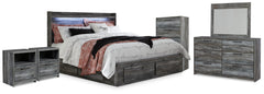 Baystorm King Storage Bed, Dresser, Mirror, Chest and 2 Nightstands