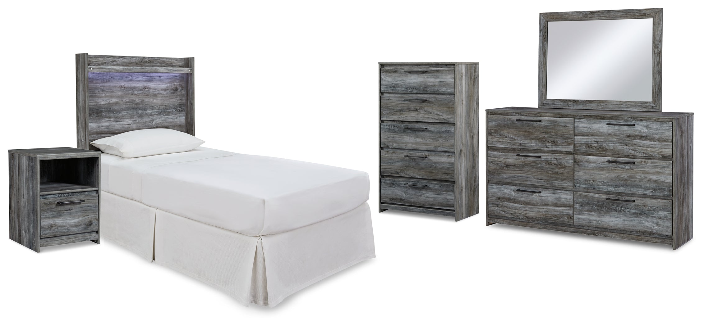 Homestyle Furniture - Ashley Furniture - Baystorm Twin Panel Headboard Bed, Dresser, Mirror and Nightstand - Twin Panel Headboard Bed, Dresser, Mirror and Nightstand - B221B74