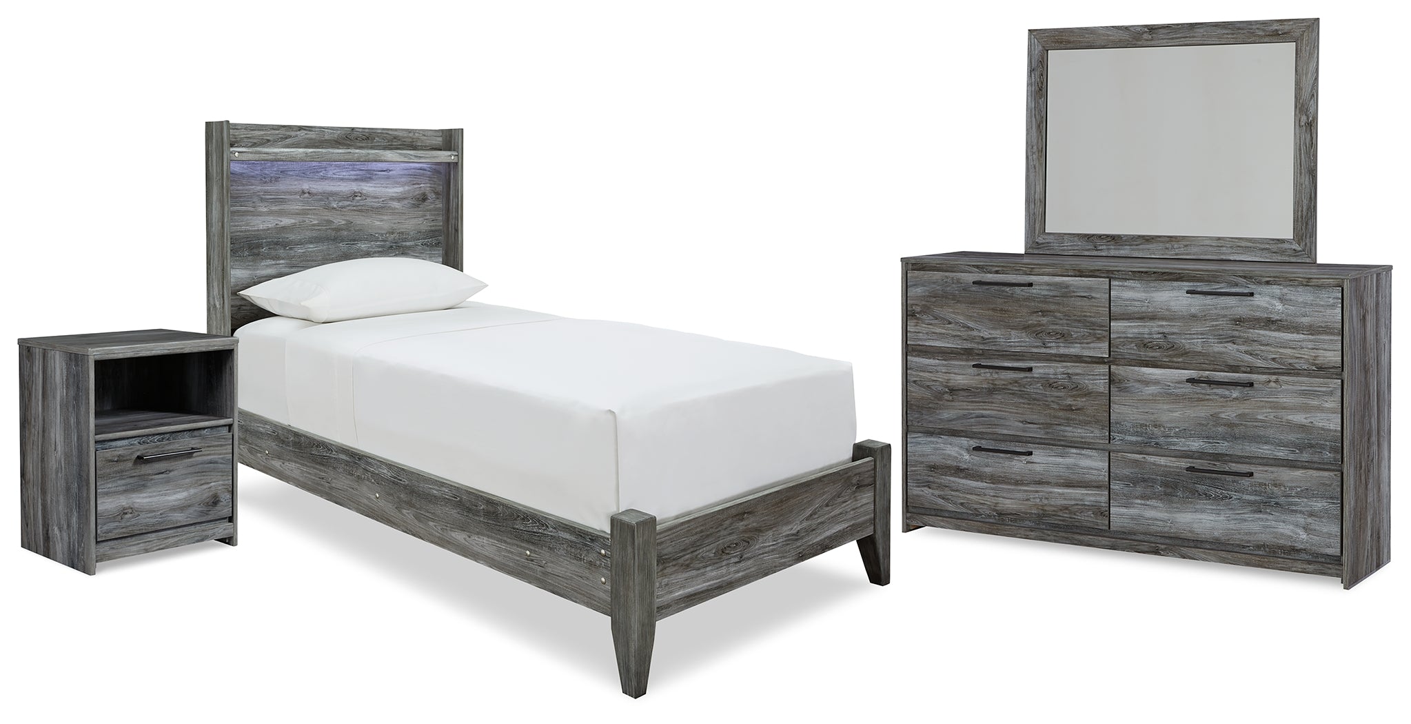 Homestyle Furniture - Ashley Furniture - Baystorm Twin Panel Bed, Dresser, Mirror and Nightstand - Twin Panel Bed, Dresser, Mirror and Nightstand - B221B61