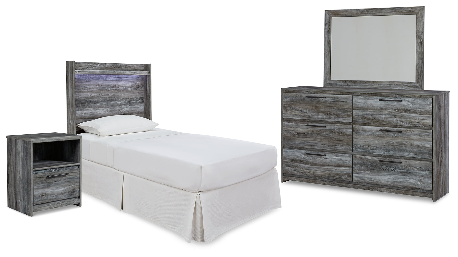 Homestyle Furniture - Ashley Furniture - Baystorm Twin Panel Bed Headboard, Dresser, Mirror and Nightstand - Twin Panel Bed Headboard, Dresser, Mirror and Nightstand - B221B40