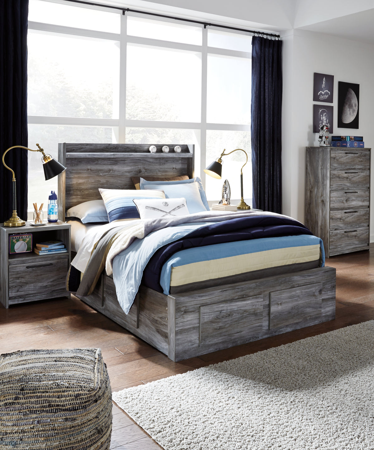 Homestyle Furniture - Ashley Furniture - Baystorm Full Panel Bed with 4 Storage Drawers - Full Panel Bed with 4 Storage Drawers - B221B25