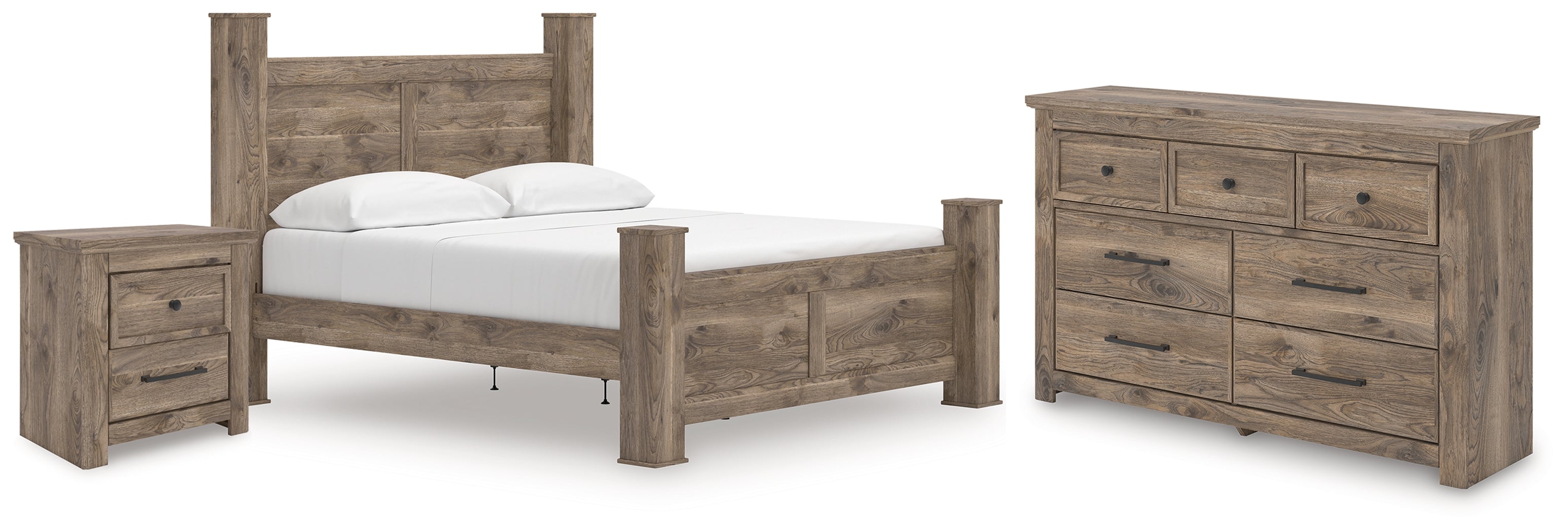 Homestyle Furniture - Ashley Furniture - Rusticott King Poster Bed, Dresser and Nightstand - King Poster Bed, Dresser and Nightstand - PCB2260B9