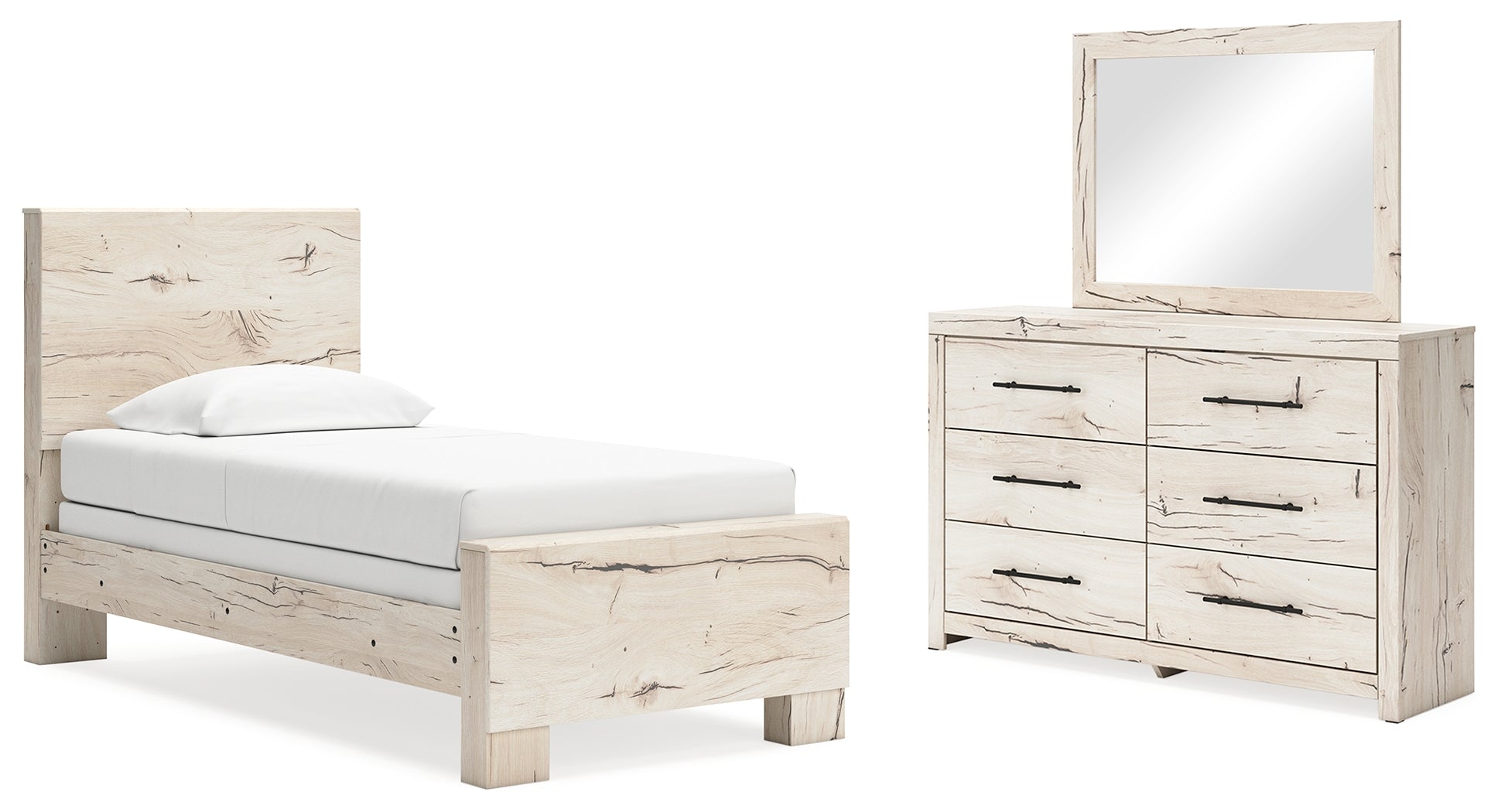 Homestyle Furniture - Ashley Furniture - Lawroy Twin Panel Bed, Dresser and Mirror - Twin Panel Bed, Dresser and Mirror - B2310B17