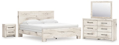Lawroy King Panel Bed, Dresser, Mirror and Nightstand