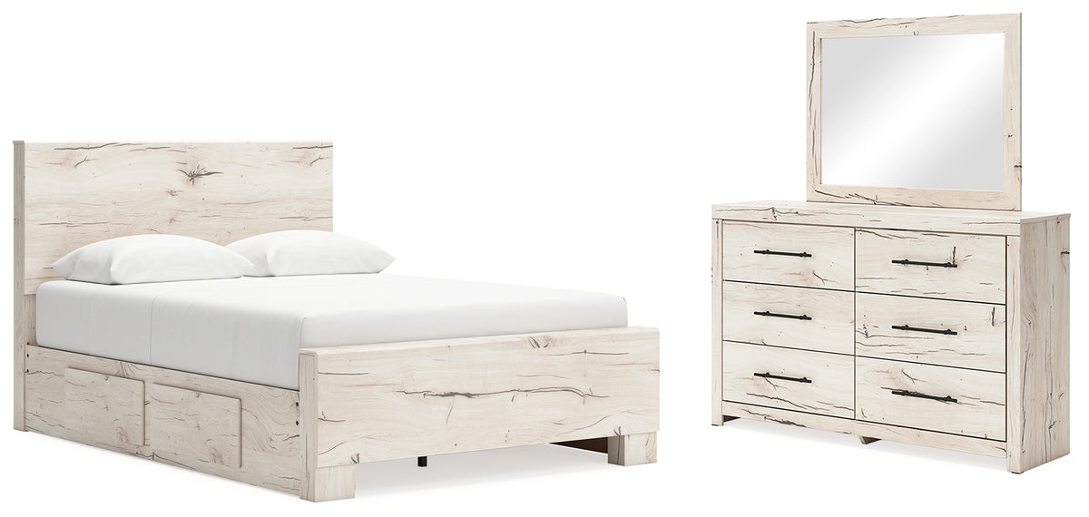 Homestyle Furniture - Ashley Furniture - Lawroy Queen Panel Bed with Storage, Dresser and Mirror - Queen Panel Bed with Storage, Dresser and Mirror - B2310B29