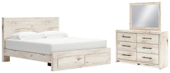 Homestyle Furniture - Ashley Furniture - Lawroy King Panel Storage Bed, Dresser and Mirror - King Panel Storage Bed, Dresser and Mirror - B2310B32