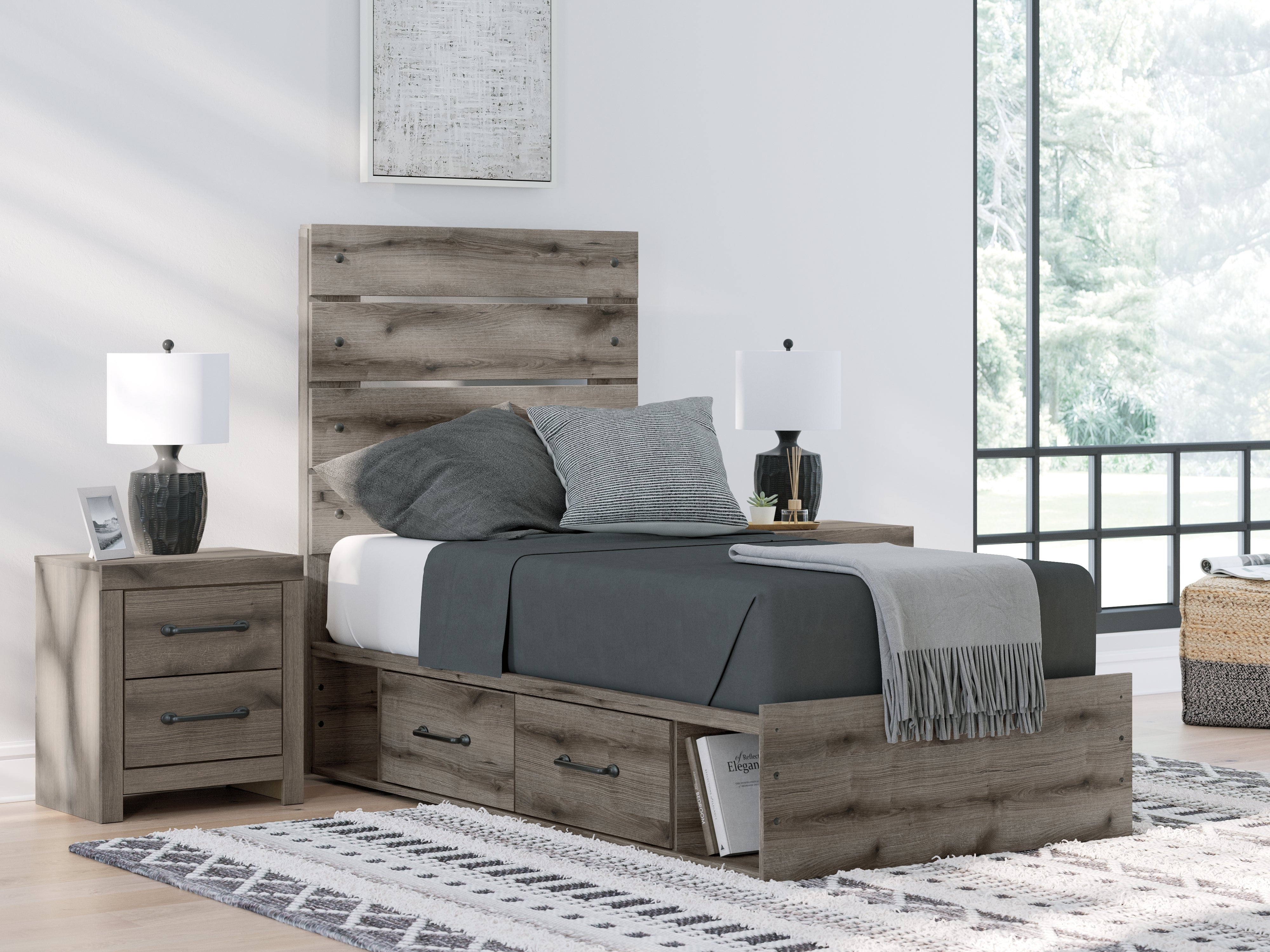 Homestyle Furniture - Ashley Furniture - Graystorm Twin Panel Storage Bed - Twin Panel Storage Bed - PCB2405B18