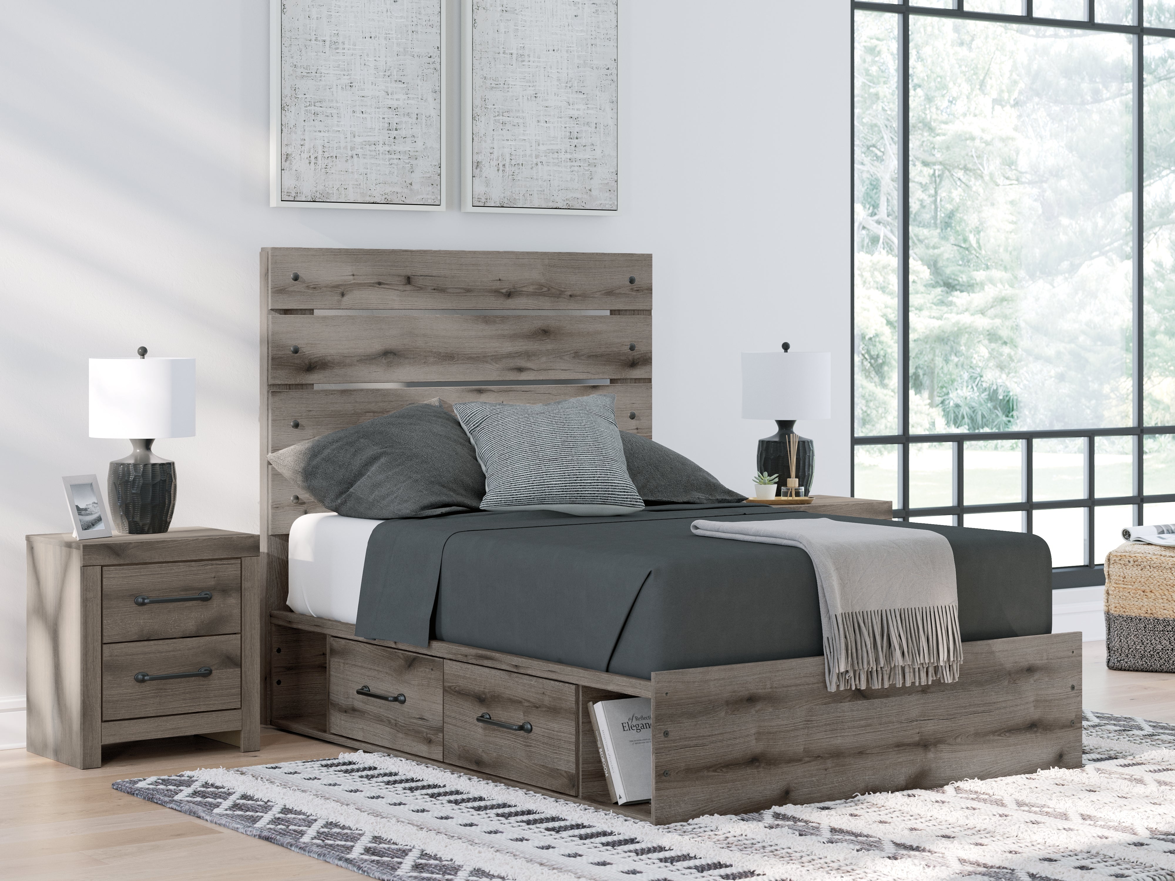 Homestyle Furniture - Ashley Furniture - Graystorm Full Panel Bed with Storage - Full Panel Bed with Storage - PCB2405B17