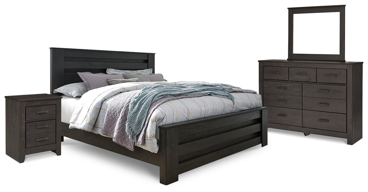 Homestyle Furniture - Ashley Furniture - Brinxton King Panel Bed, Dresser, Mirror and Nightstand - King Panel Bed, Dresser, Mirror and Nightstand - B249B8