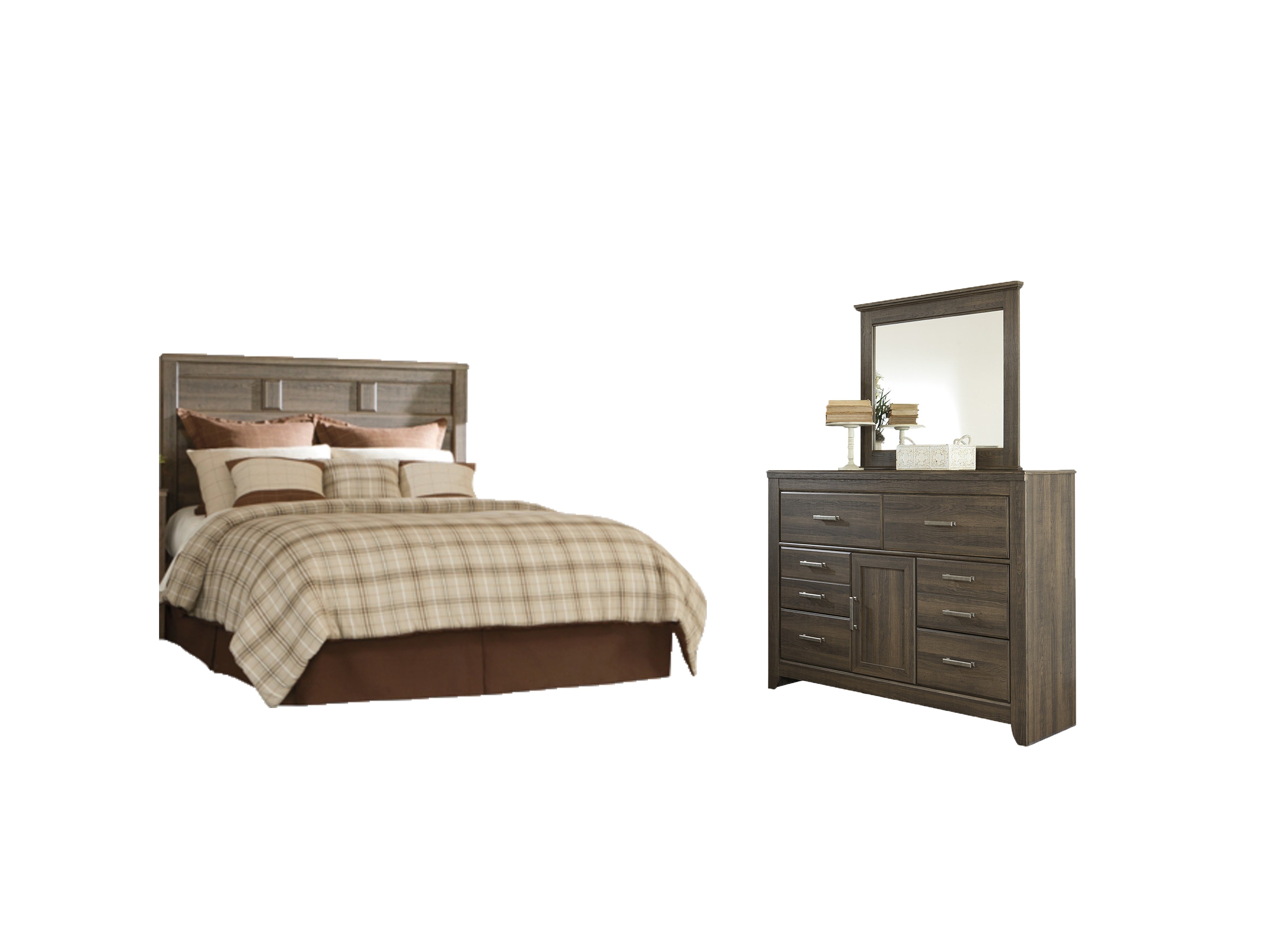 Homestyle Furniture - Ashley Furniture - Juararo Queen Panel Headboard, Dresser and Mirror - Queen Panel Headboard, Dresser and Mirror - B251B8