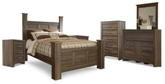 Homestyle Furniture - Ashley Furniture - Juararo Queen Poster Bed, Dresser, Mirror, Chest and 2 Nightstands - Queen Poster Bed, Dresser, Mirror, Chest and 2 Nightstands - B251B26