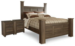 Homestyle Furniture - Ashley Furniture - Juararo Queen Poster Bed and 2 Nightstands - Queen Poster Bed and 2 Nightstands - B251B38