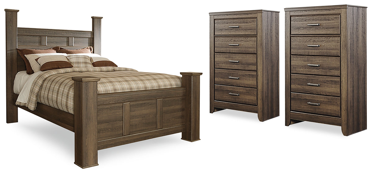 Homestyle Furniture - Ashley Furniture - Juararo Queen Poster Bed and 2 Chests - Queen Poster Bed and 2 Chests - B251B29