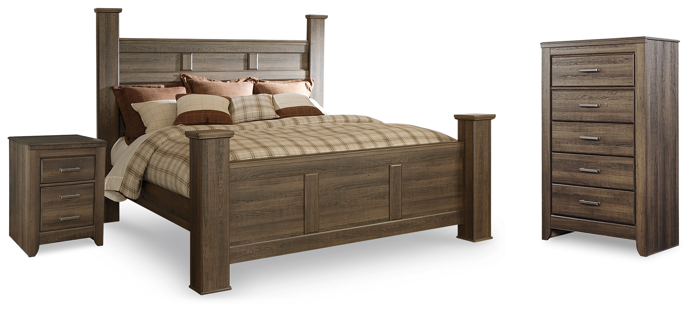 Homestyle Furniture - Ashley Furniture - Juararo King Poster Bed, Chest and Nightstand - King Poster Bed, Chest and Nightstand - B251B34