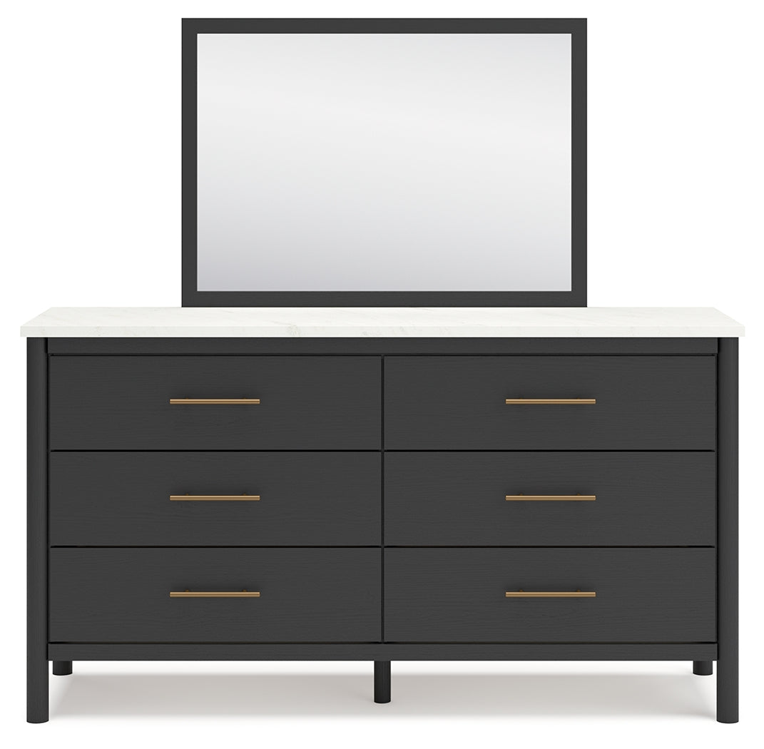 Ashley Cadmori 6 Drawer Dresser and Mirror, Black/White, image size:1071x1050