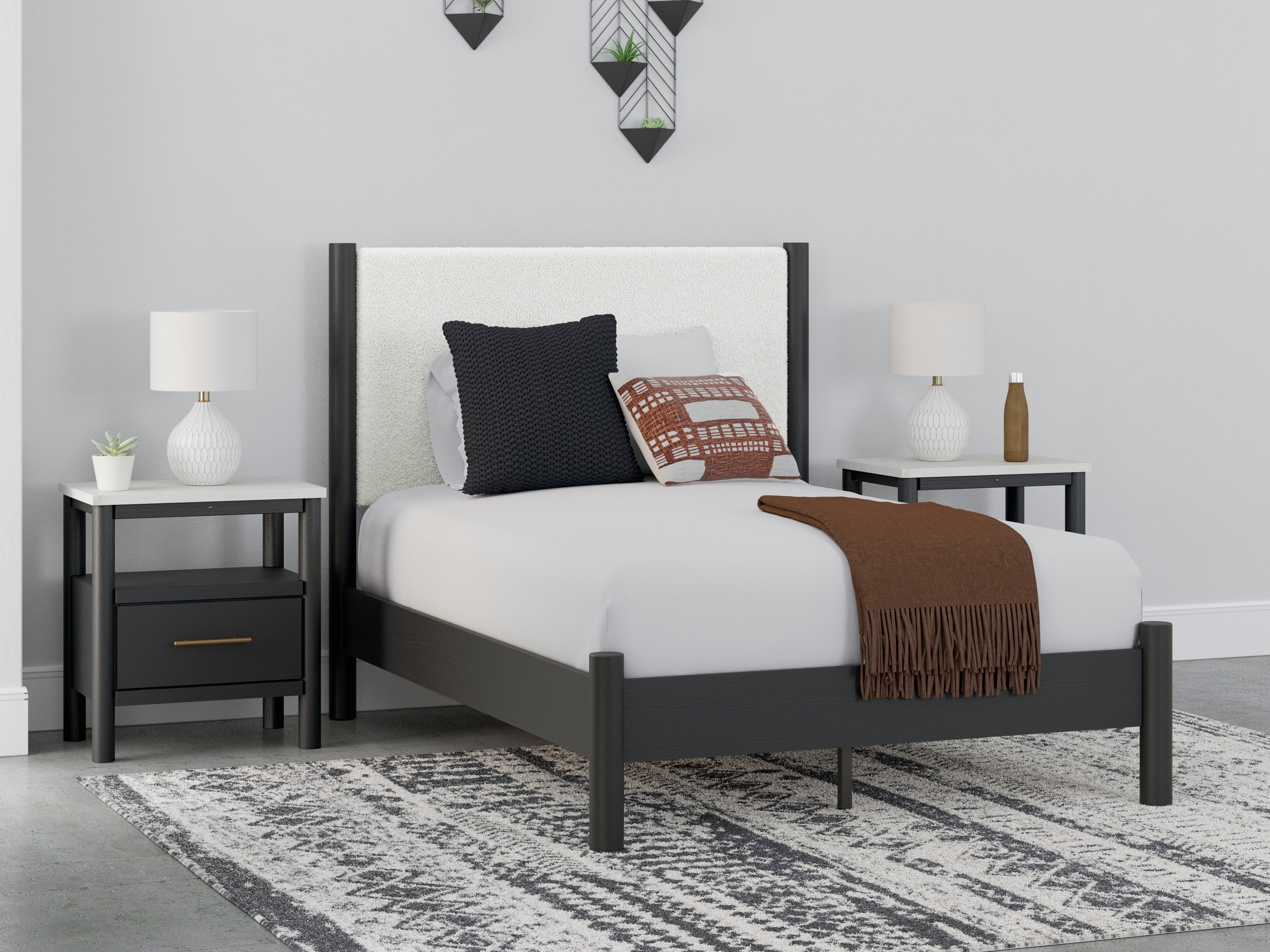 Homestyle Furniture - Ashley Furniture - Cadmori Full Upholstered Panel Bed - Full Upholstered Panel Bed / Black/White - B2616B3