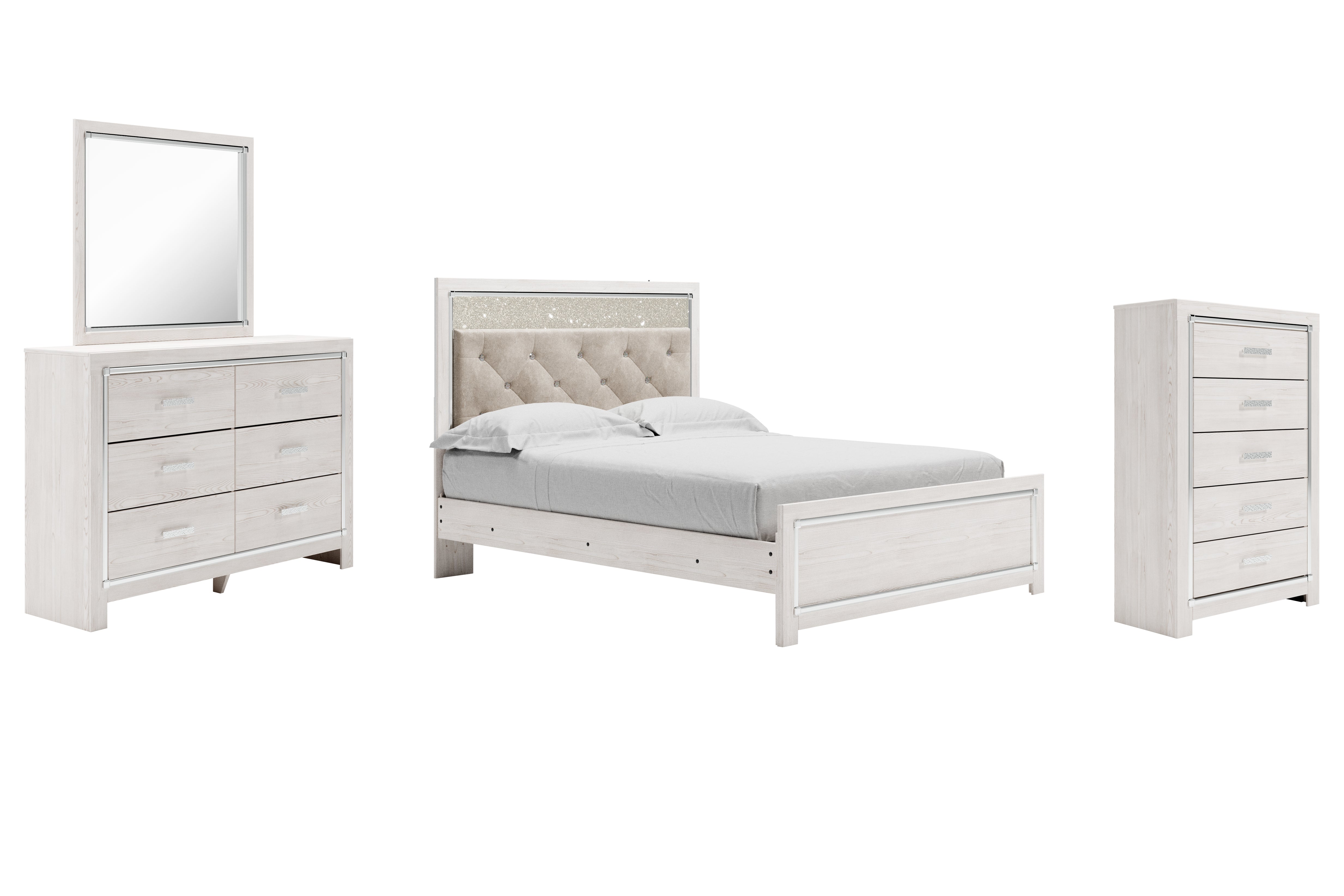 Homestyle Furniture - Ashley Furniture - Altyra Queen Upholstered Panel Bed, Dresser, Mirror, and Chest - Queen Upholstered Panel Bed, Dresser, Mirror, and Chest - B2640B35