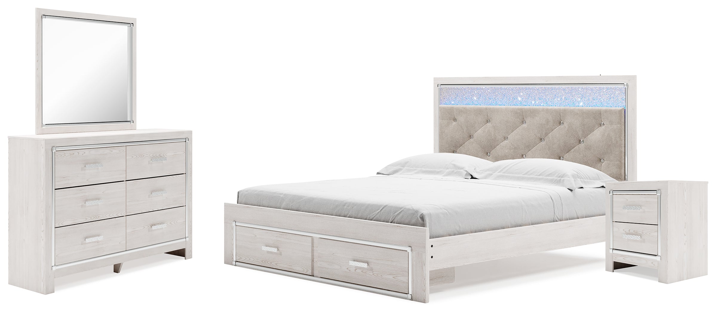 Homestyle Furniture - Ashley Furniture - Altyra King Upholstered Panel Storage Bed, Dresser, Mirror and Nightstand - King Upholstered Panel Storage Bed, Dresser, Mirror and Nightstand - B2640B32