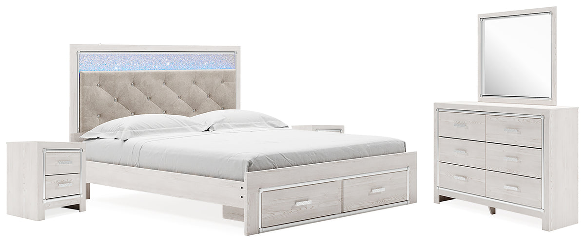Homestyle Furniture - Ashley Furniture - Altyra King Upholstered Storage Bed, Dresser, Mirror and 2 Nightstands - King Upholstered Storage Bed, Dresser, Mirror and 2 Nightstands - B2640B37