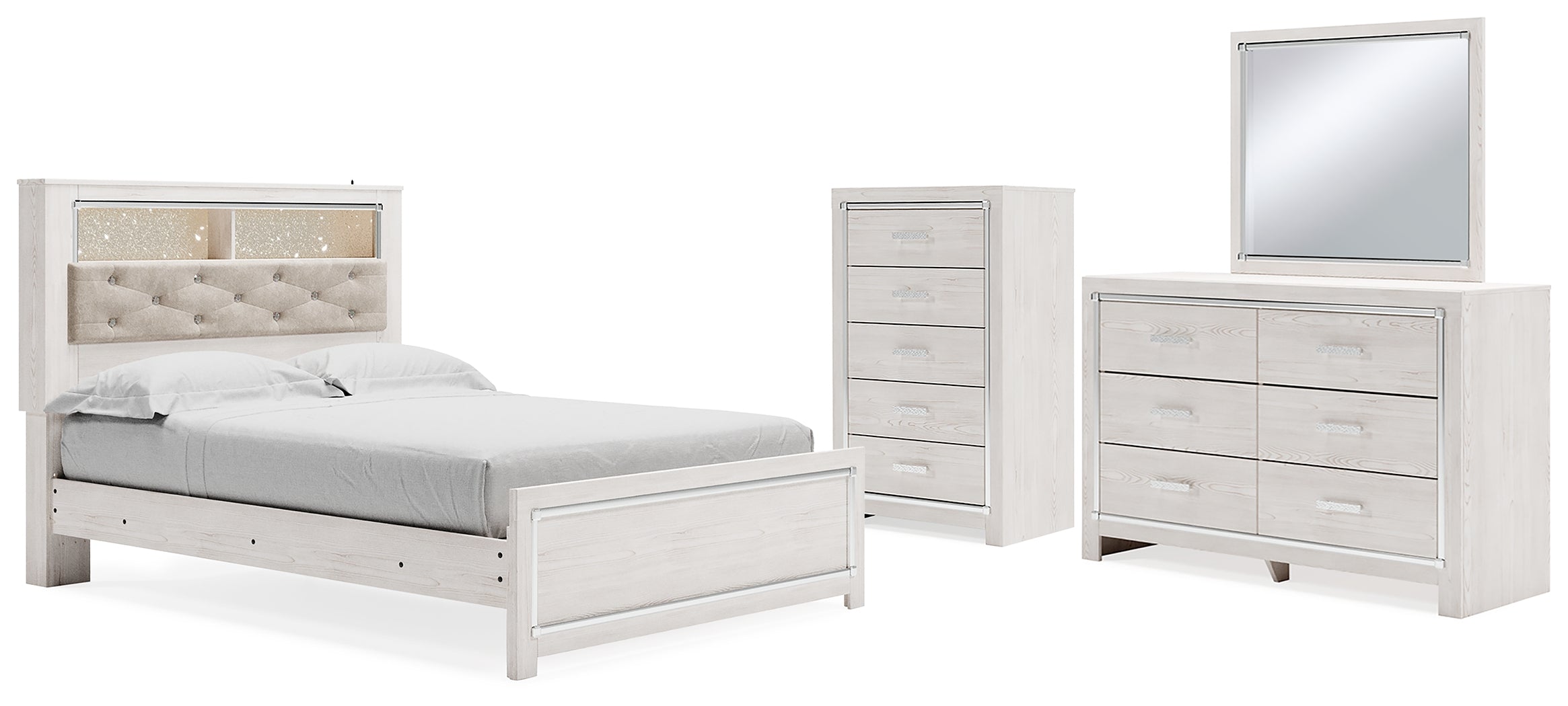 Homestyle Furniture - Ashley Furniture - Altyra Queen Bookcase Panel Bed, Dresser, Mirror and Chest - Queen Bookcase Panel Bed, Dresser, Mirror and Chest - B2640B43