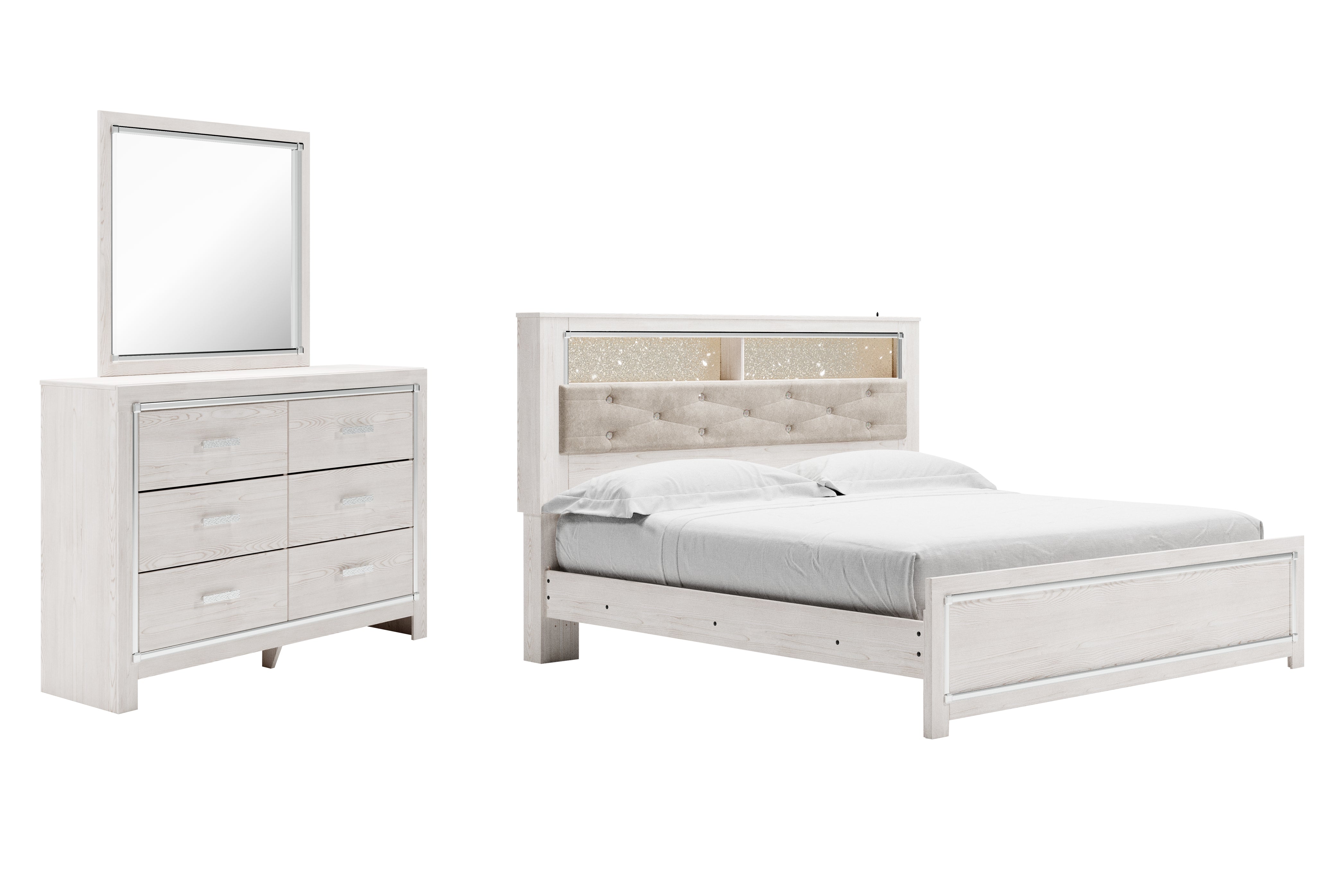 Homestyle Furniture - Ashley Furniture - Altyra King Panel Bookcase Bed, Dresser and Mirror - King Panel Bookcase Bed, Dresser and Mirror - B2640B58