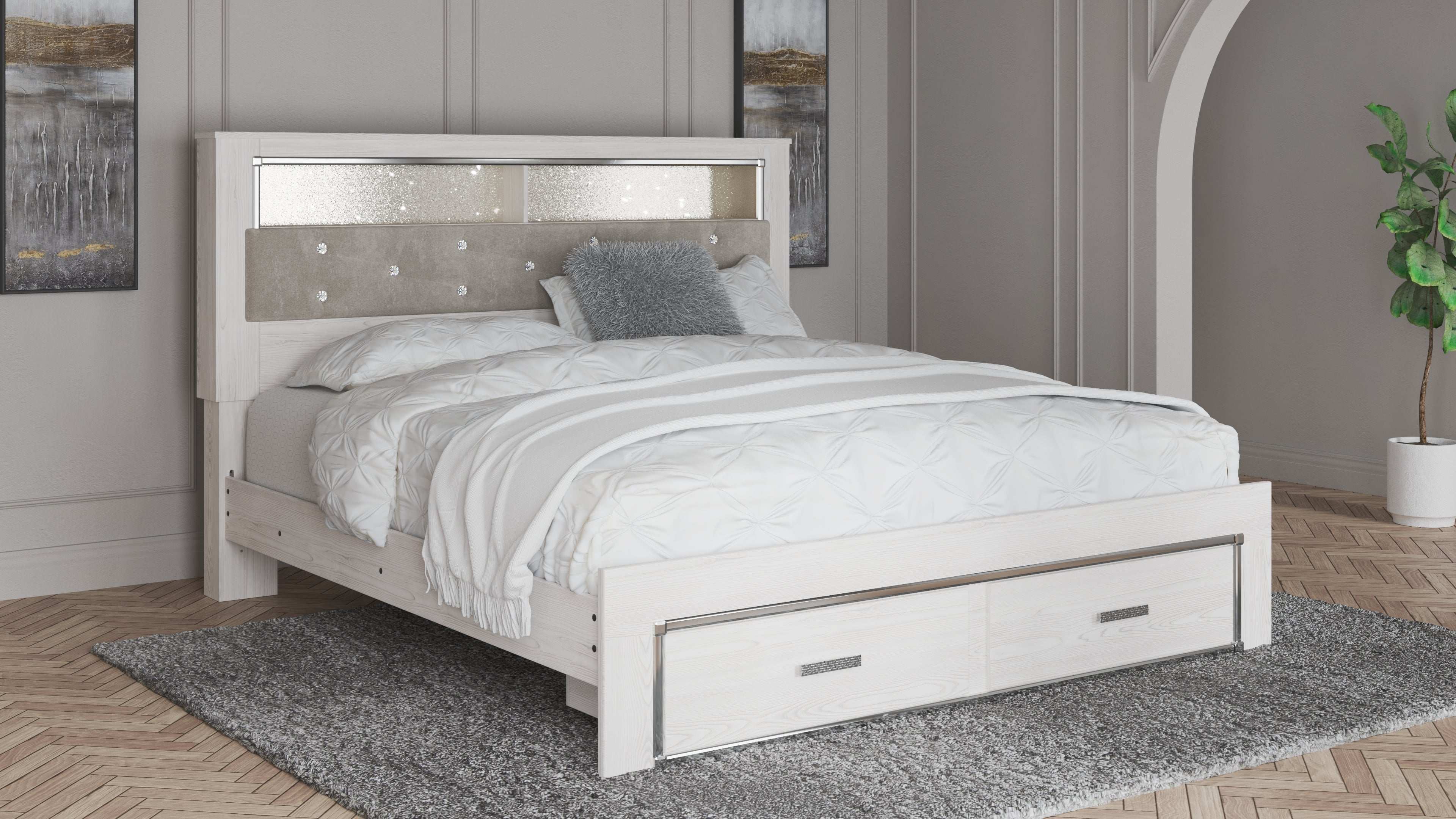 Homestyle Furniture - Ashley Furniture - Altyra King Upholstered Bookcase Bed with Storage - King Upholstered Bookcase Bed with Storage - B2640B30