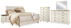 Homestyle Furniture - Ashley Furniture - Willowton King Sleigh Bed, Dresser, Mirror, Chest and 2 Nightstands - King Sleigh Bed, Dresser, Mirror, Chest and 2 Nightstands - B267B44