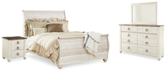Homestyle Furniture - Ashley Furniture - Willowton Queen Sleigh Bed, Dresser, Mirror and 2 Nightstands - Queen Sleigh Bed, Dresser, Mirror and 2 Nightstands - B267B55