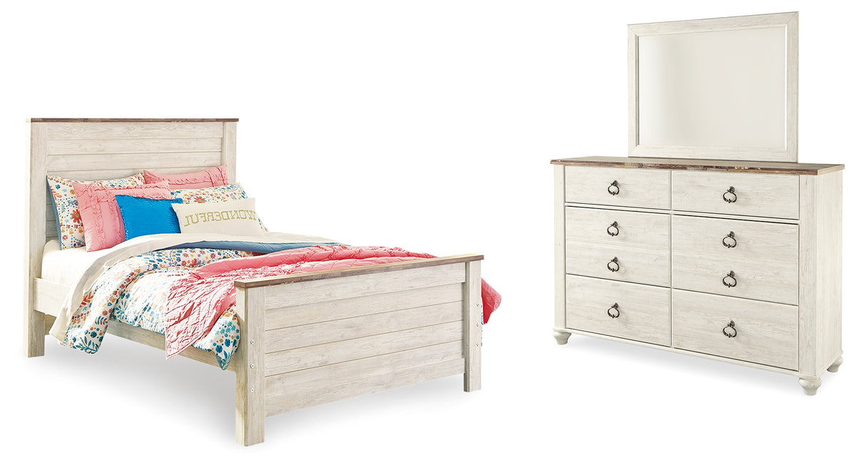 Homestyle Furniture - Ashley Furniture - Willowton Full Panel Bed, Dresser and Mirror - Full Panel Bed, Dresser and Mirror - B267B54