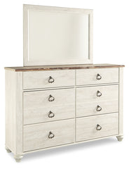 Willowton Full Panel Bed with storage, Dresser, Mirror, Chest and Nightstand