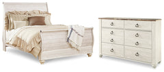 Homestyle Furniture - Ashley Furniture - Willowton Queen Sleigh Bed and Dresser - Queen Sleigh Bed and Dresser - B267B67
