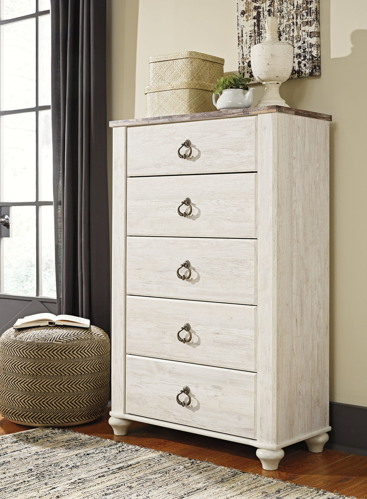 Homestyle Furniture - Ashley Furniture - Willowton Chest of Drawers - Five Drawer Chest - B267-46