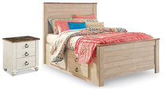 Homestyle Furniture - Ashley Furniture - Willowton Full Panel Bed with Storage and Nightstand - Full Panel Bed with Storage and Nightstand - B267B66