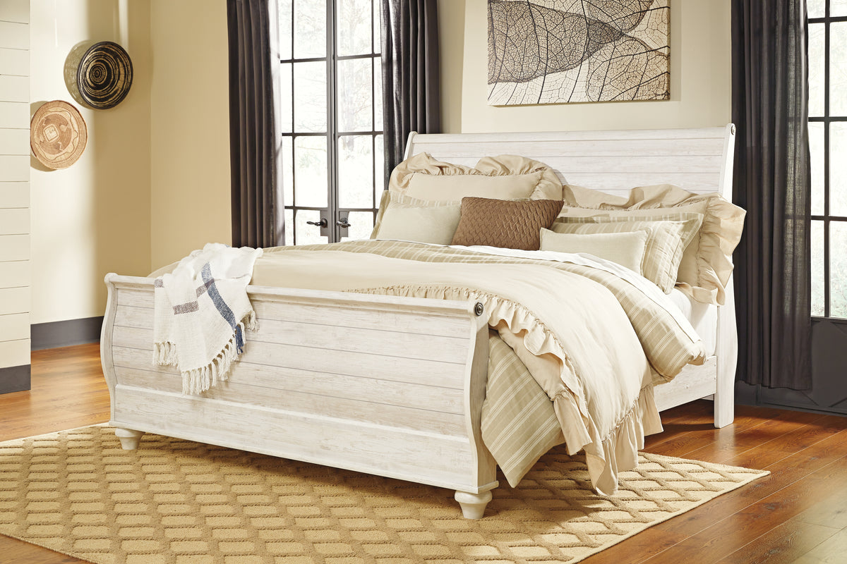 Homestyle Furniture - Ashley Furniture - Willowton Queen Sleigh Bed - Queen Sleigh Bed - B267B4