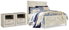 Homestyle Furniture - Ashley Furniture - Bellaby Queen Crossbuck Panel Bed and 2 Nightstands - Queen Crossbuck Panel Bed and 2 Nightstands - B331B16