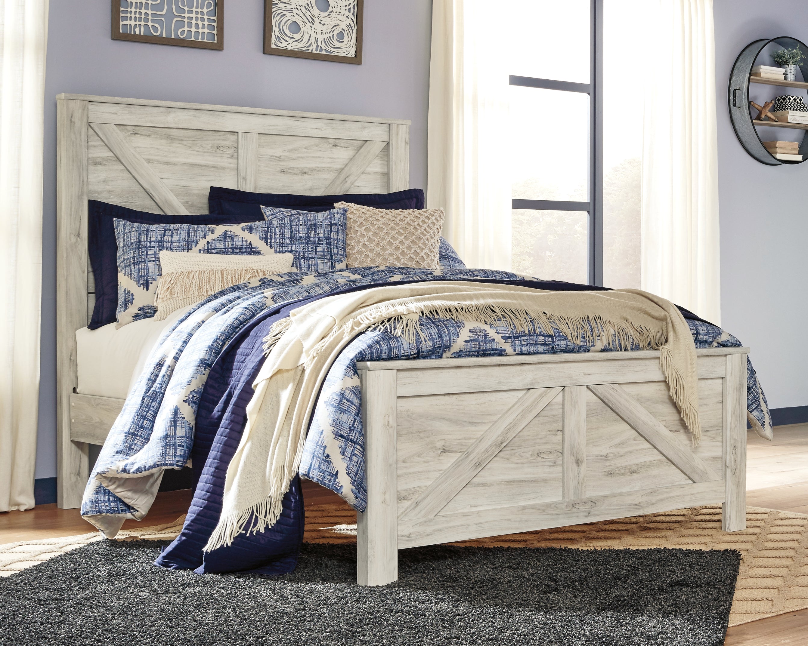 Homestyle Furniture - Ashley Furniture - Bellaby Queen Crossbuck Panel Bed - Queen Crossbuck Panel Bed - B331B6